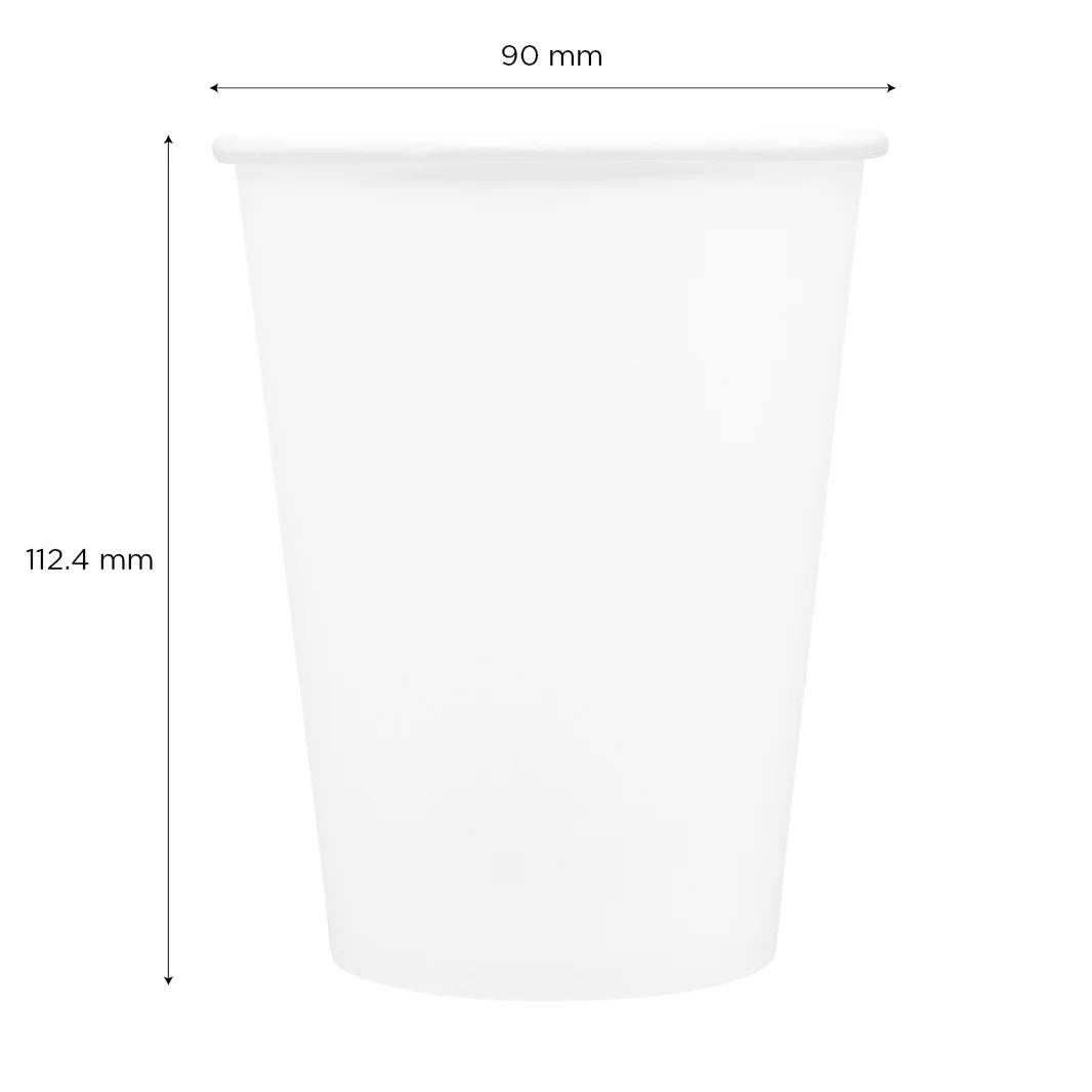 90mm 12oz Paper Hot Cups, White