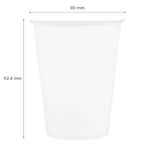 90mm 12oz Paper Hot Cups, White