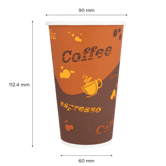 90mm 16oz Paper Hot Cups, Coffee Print