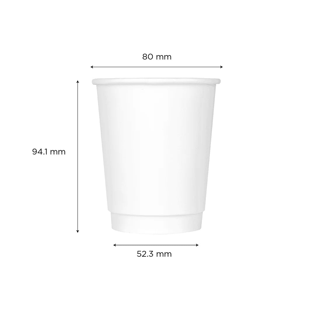 80mm 8oz Insulated Paper Hot Cup, White