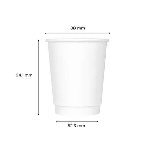 80mm 8oz Insulated Paper Hot Cup, White