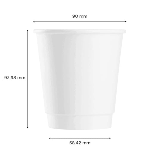 90mm 10oz Insulated Paper Hot Cup, White