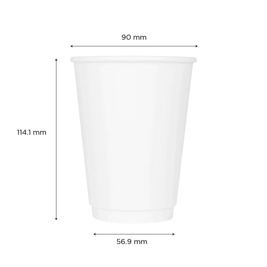 90mm 12oz Insulated Paper Hot Cups, White