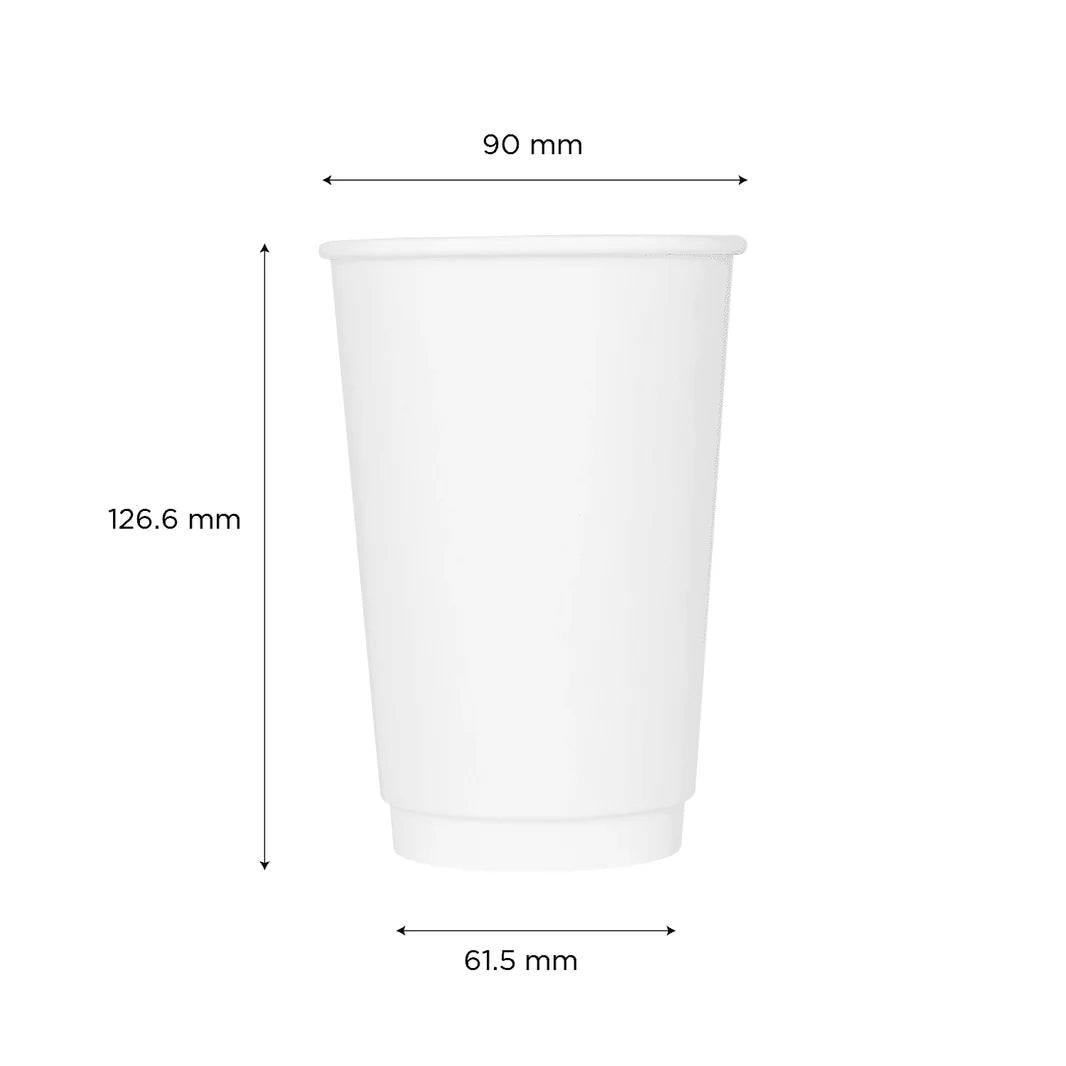 90mm 16oz Insulated Paper Hot Cups, White