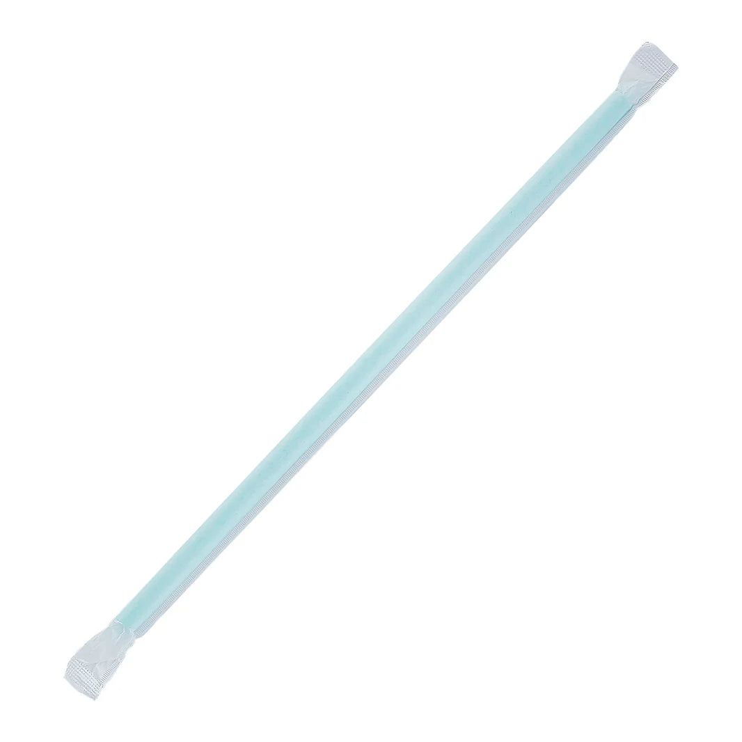 10.25" Giant Straws Paper Wrapped (8mm), Aqua