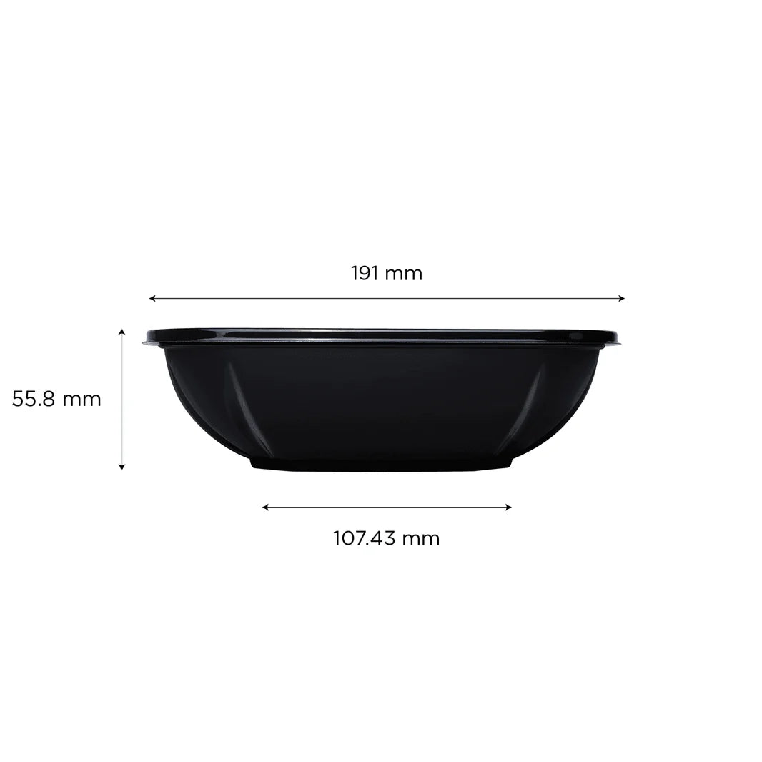 32oz PET Square Bowl, Black