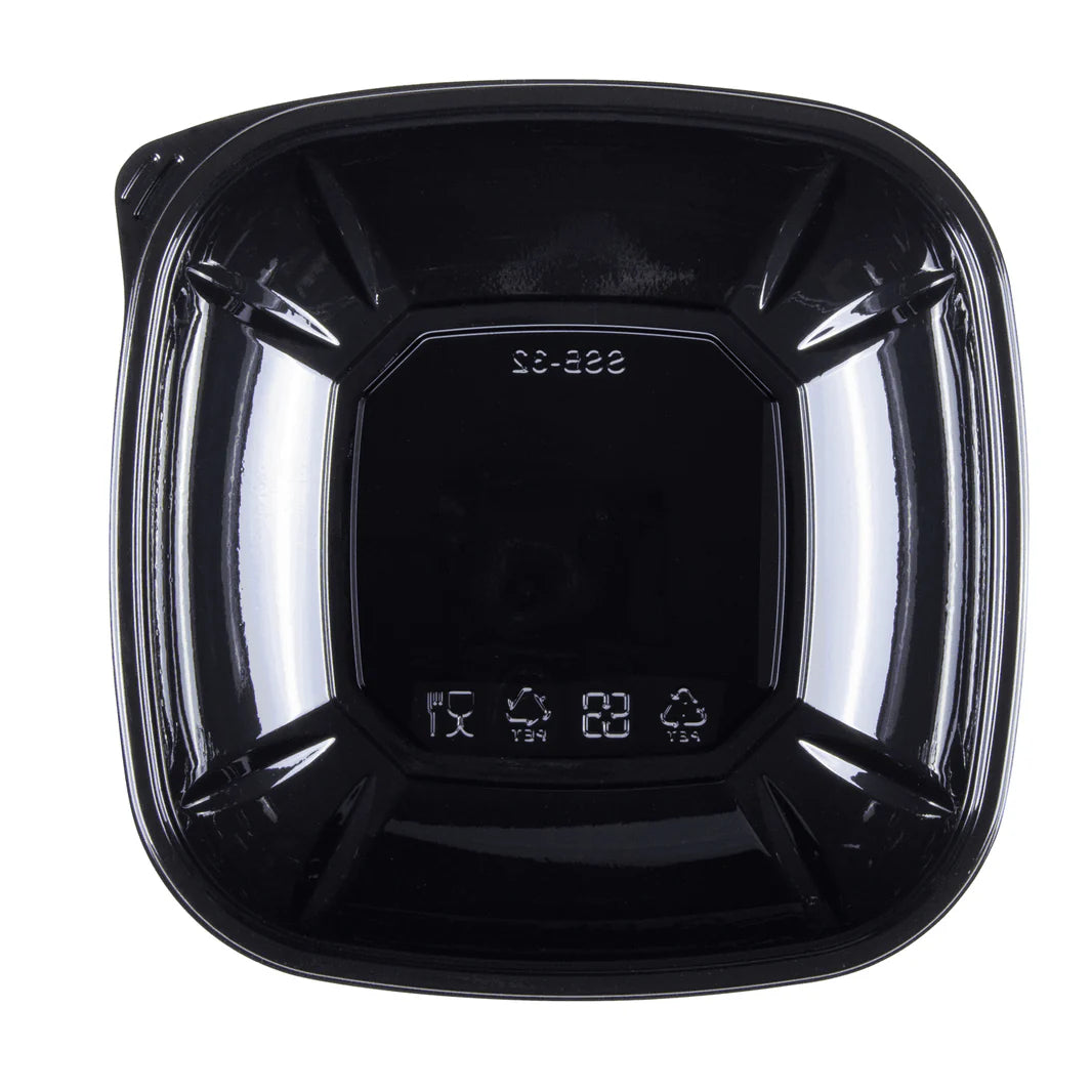 32oz PET Square Bowl, Black