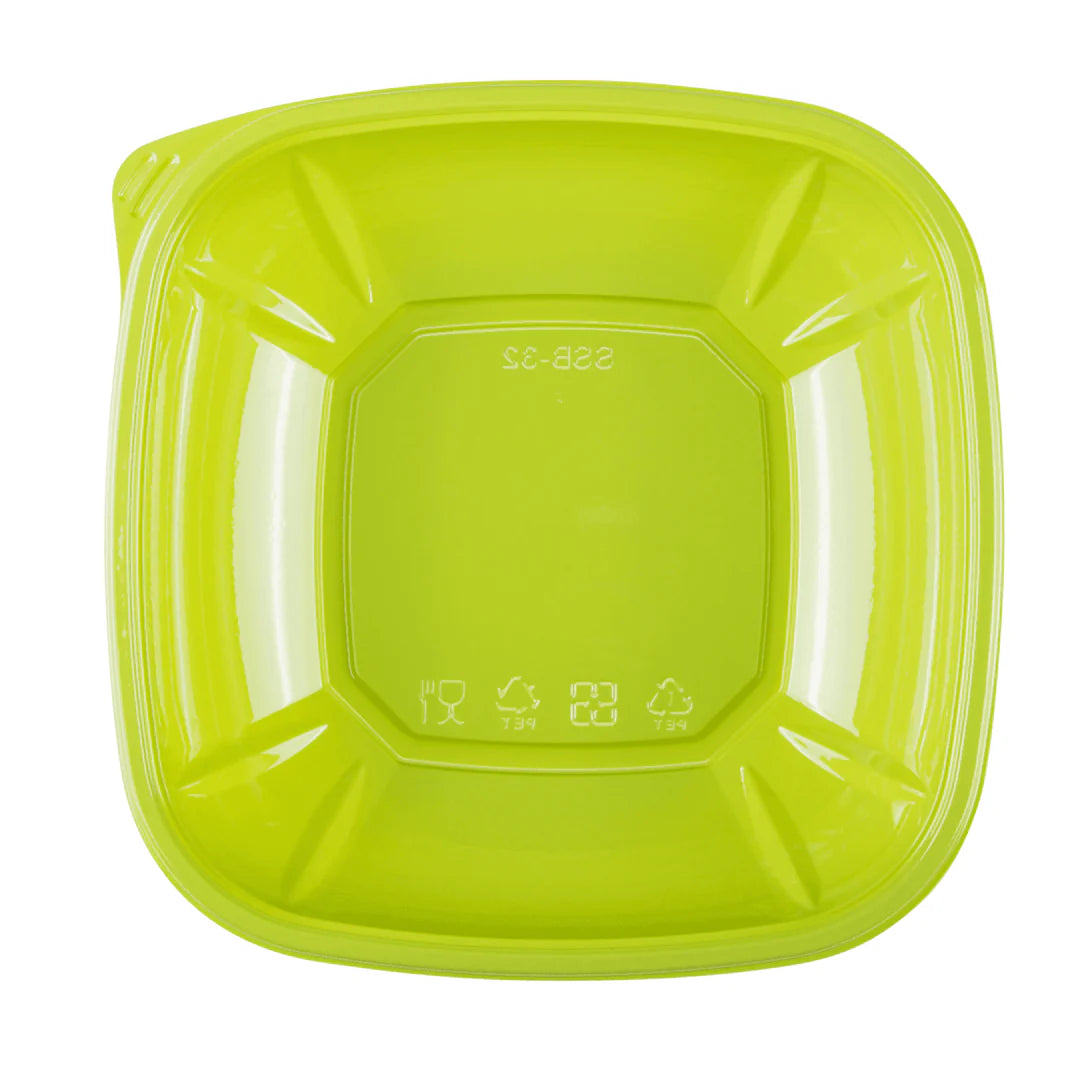 32oz PET Square Bowl, Green