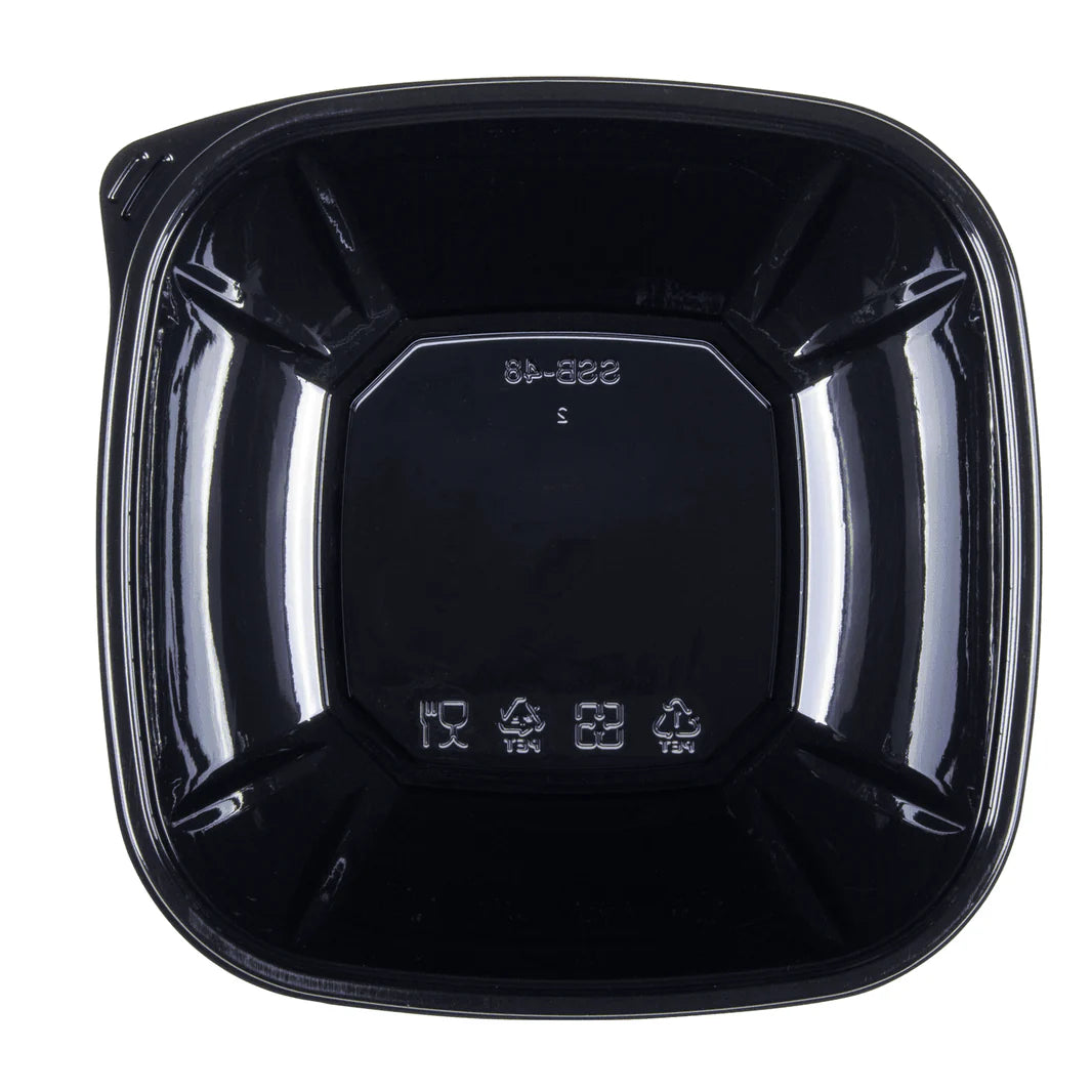 48oz PET Square Bowl, Black