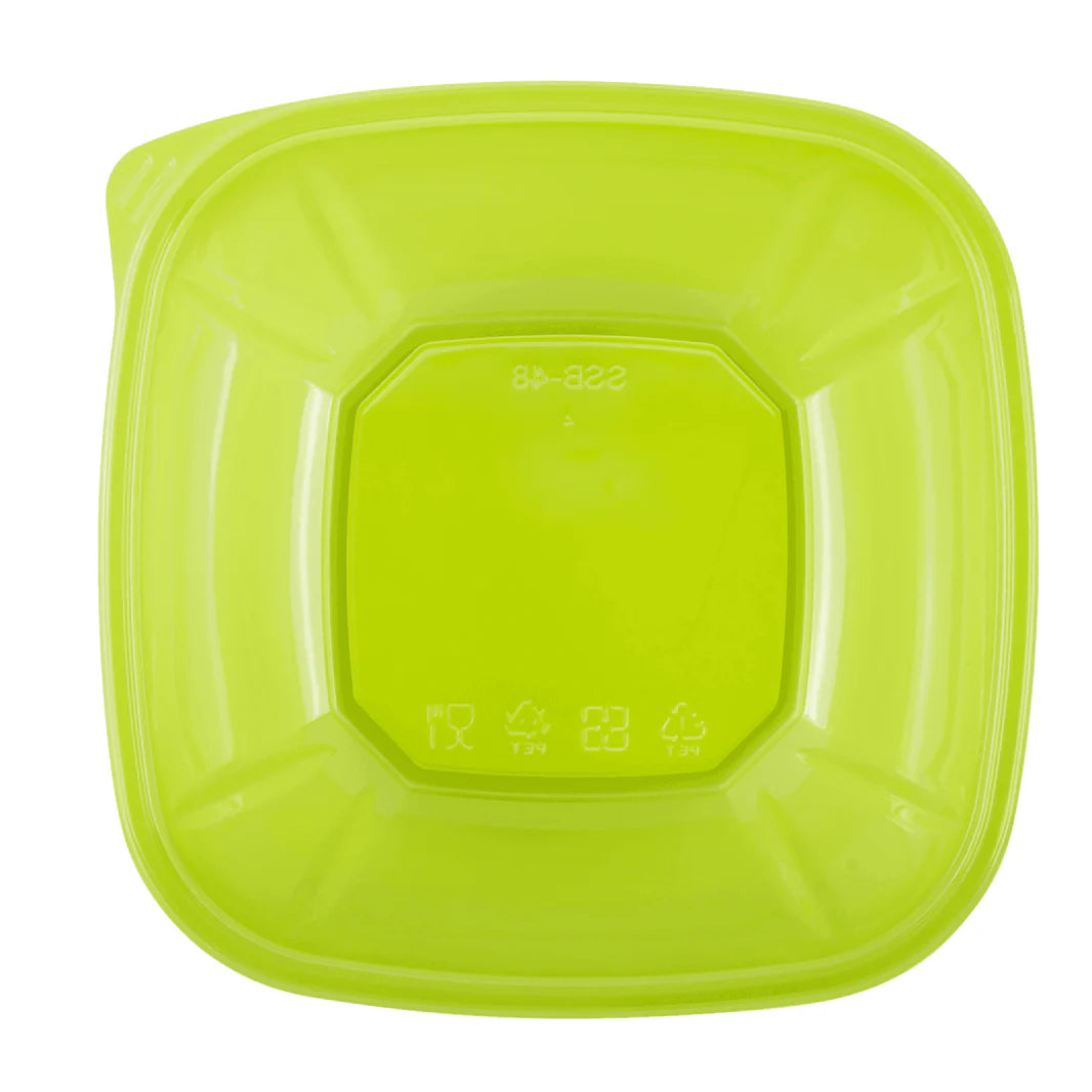 48oz PET Square Bowl, Green