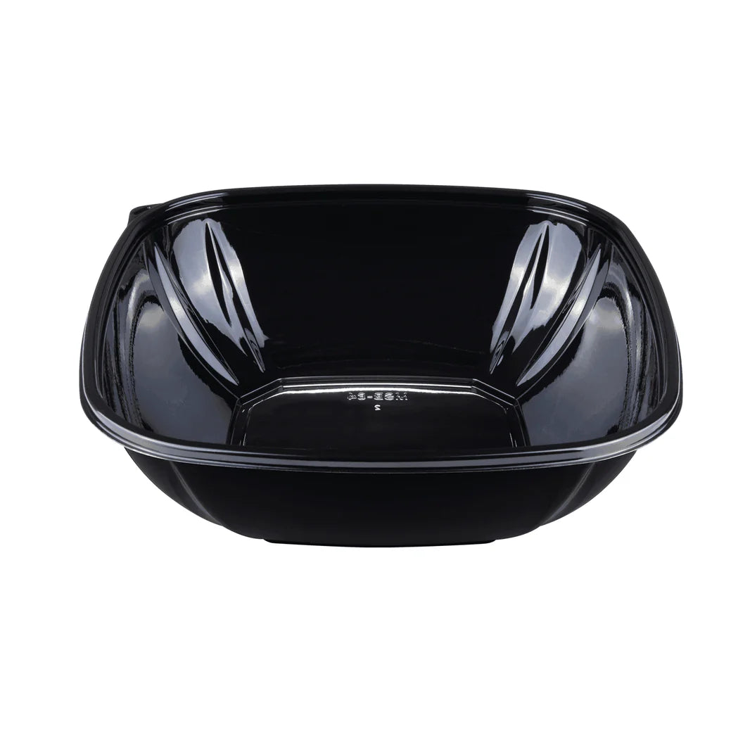 64oz PET Square Bowl, Black