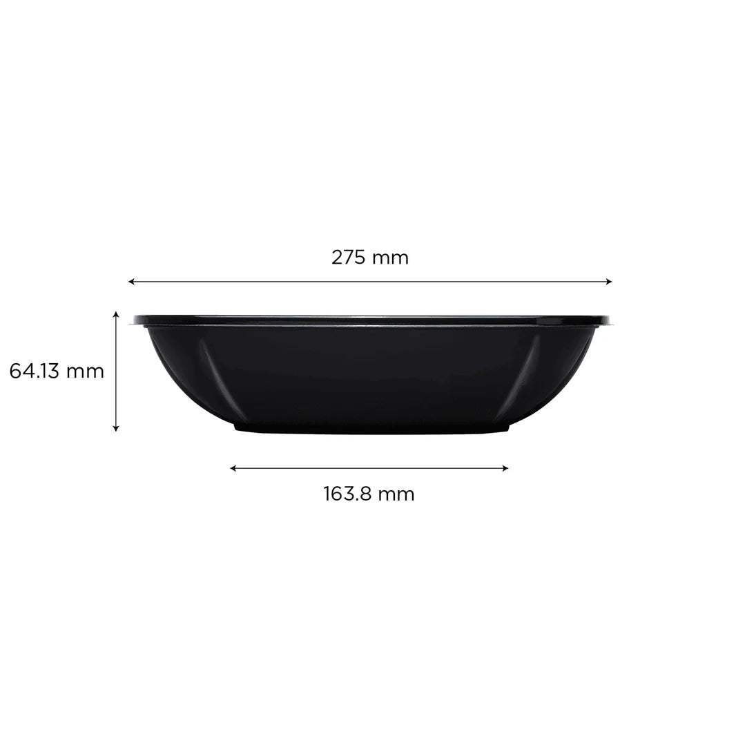 80oz PET Square Bowl, Black