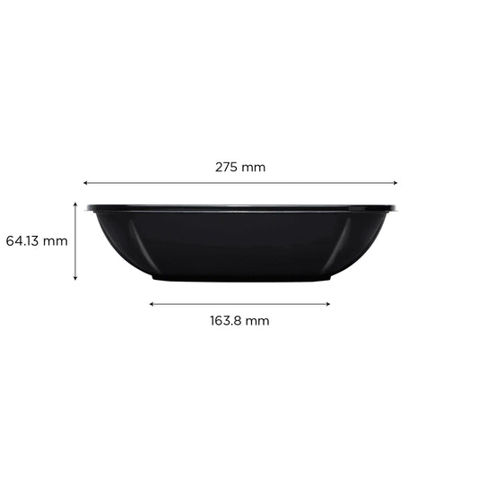 80oz PET Square Bowl, Black