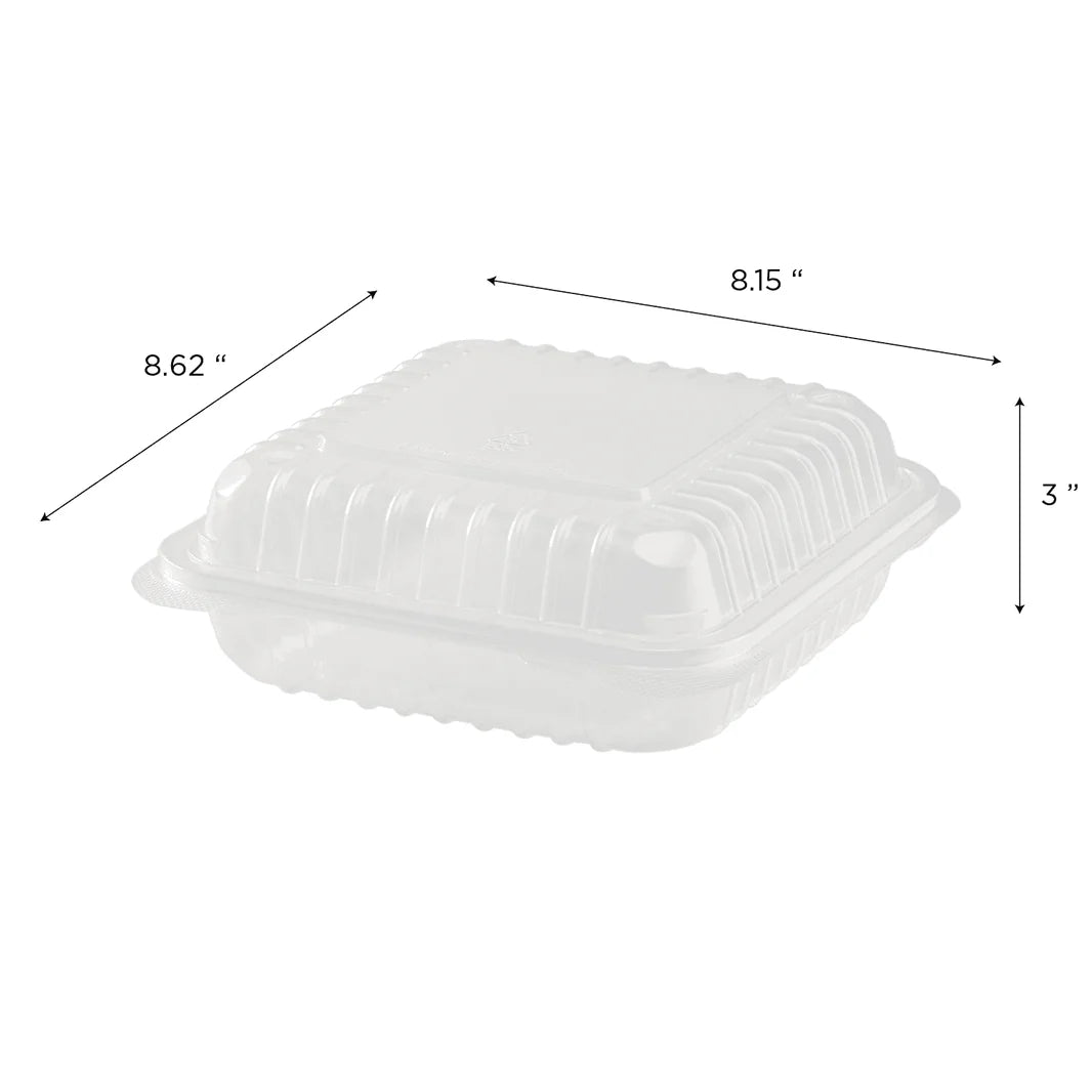 8" x 8" PP Plastic Hinged Container, 3 Compartments