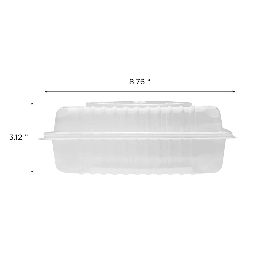 9"x 9" PP Plastic Hinged Containers, Clear