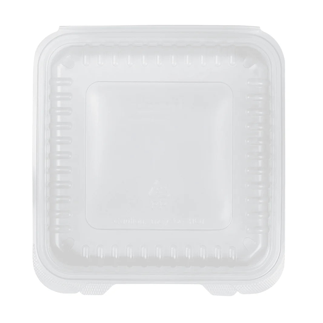 9"x 9" PP Plastic Hinged Containers, Clear