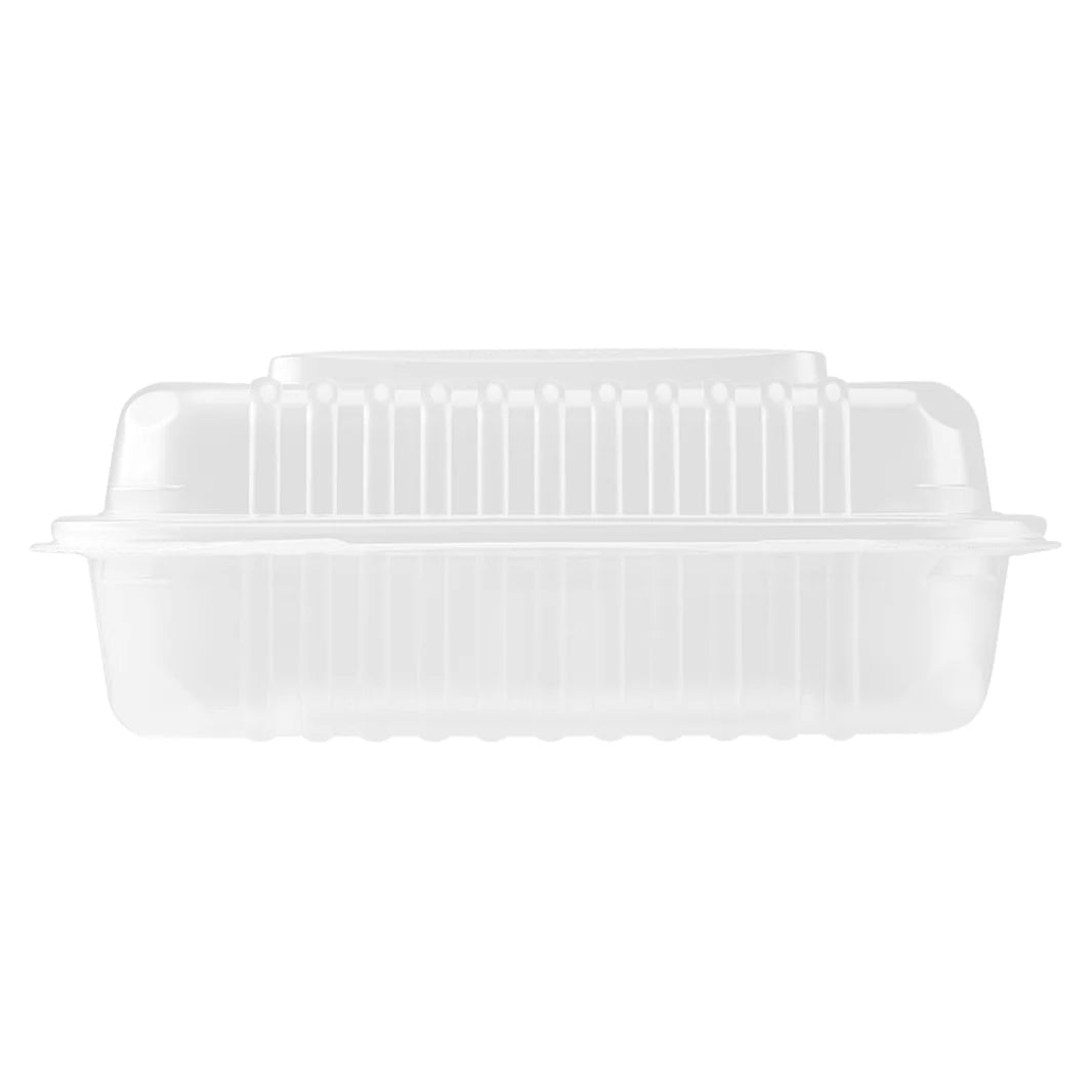 9" x 9" PP Plastic Hinged Containers, 3 Compartment