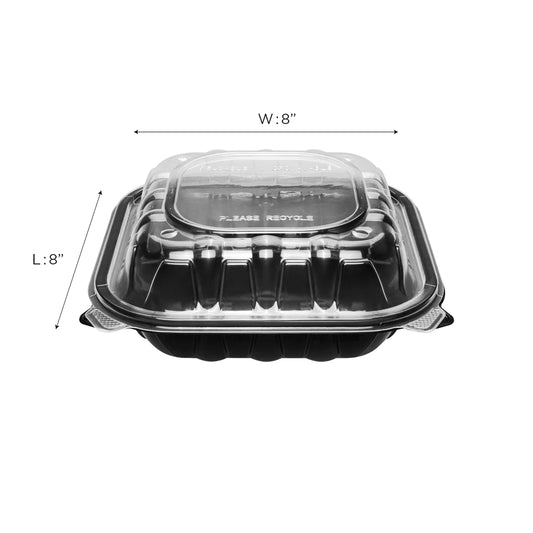 8"x 8" Premium PP Hinged Container, 3 compartments