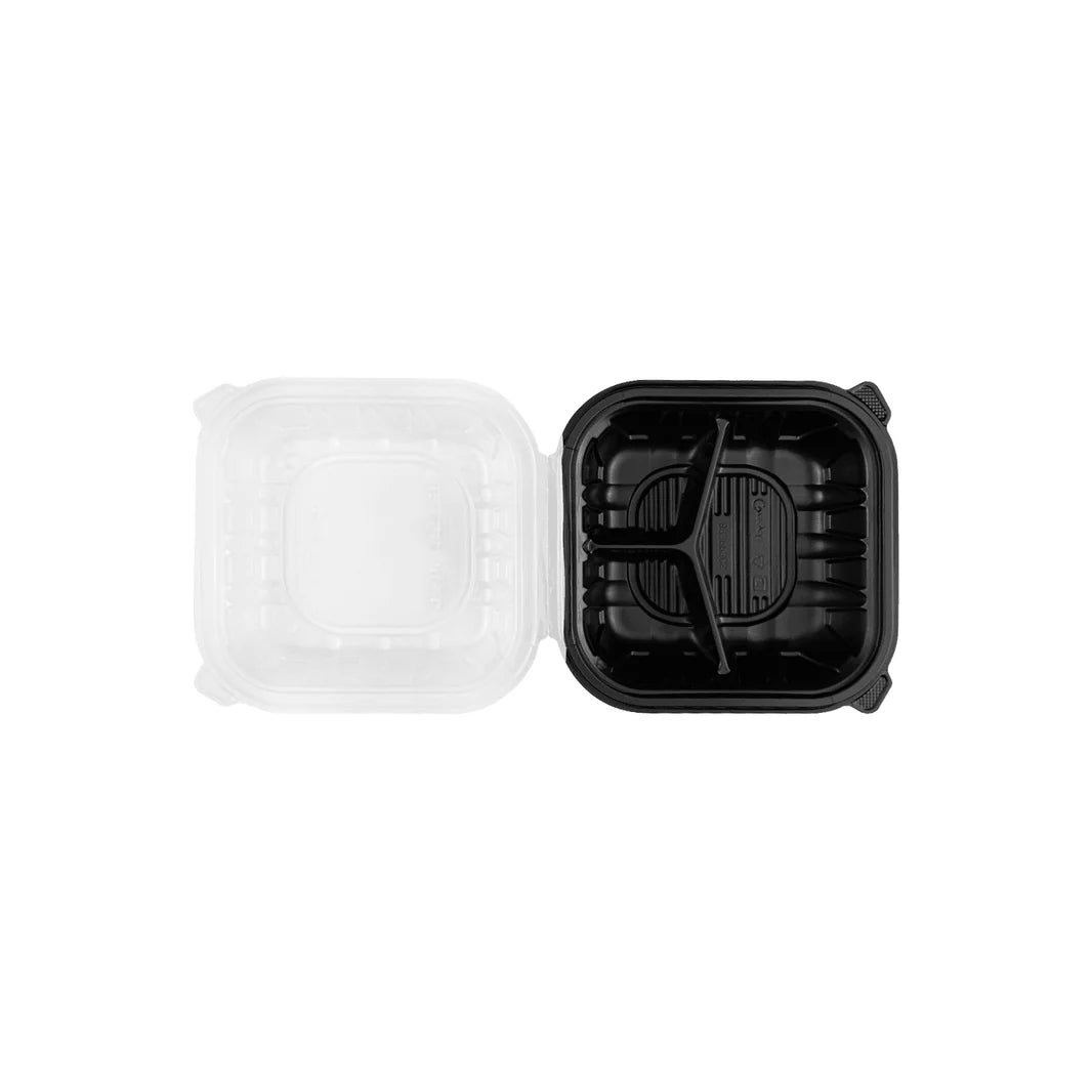 8"x 8" Premium PP Hinged Container, 3 compartments