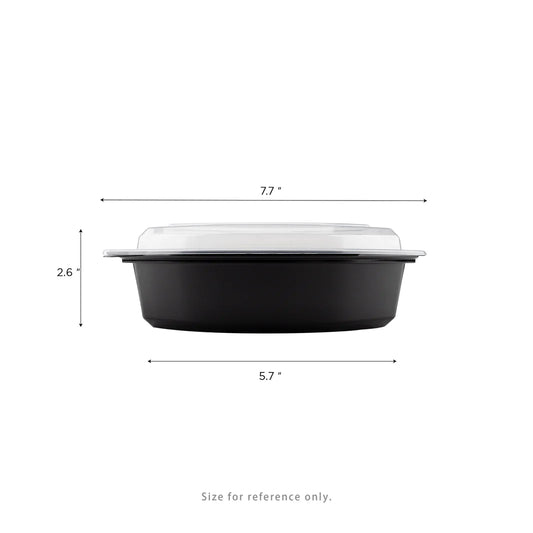 16oz PP Microwaveable Oval Food Container with Clear Lid, Black