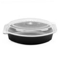 24oz PP Microwaveable Oval Food Container with Clear Lid, Black