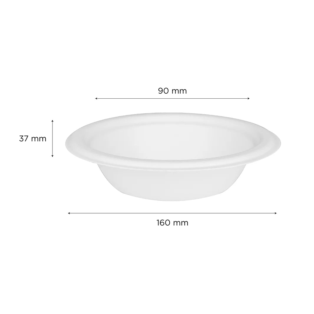 12oz PFAS Free Bagasse Round Bowl,White