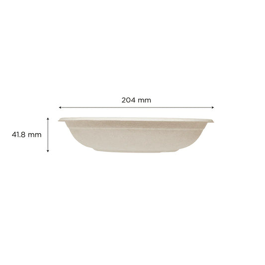 24oz PFAS Free Bagasses Round Bowl, Natural