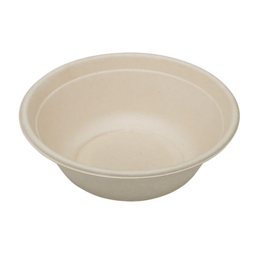 40oz PFAS Free Bagasse Round Bowl, Natural