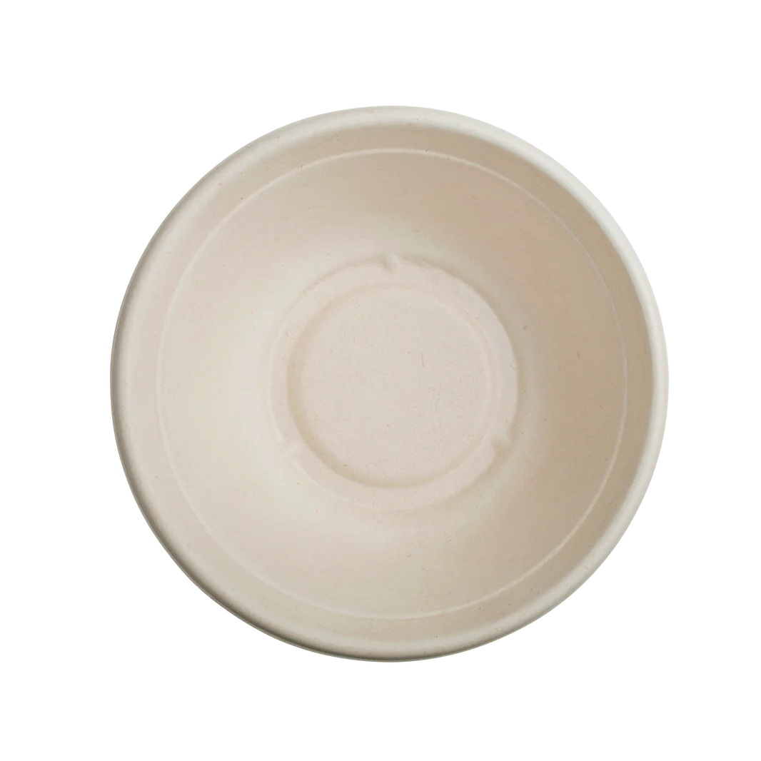 40oz PFAS Free Bagasse Round Bowl, Natural