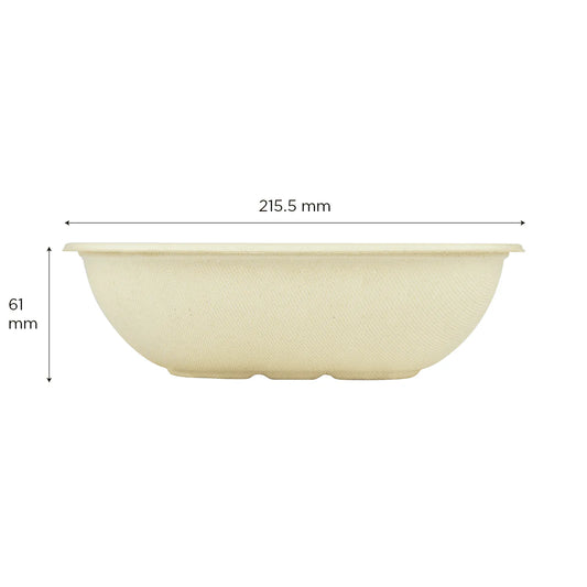 48oz PFAS Free Bagasse Square Bowl, Natural