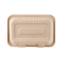 9"x6" PFAS Free Compostable Bagasse Hinged Containers, Natural