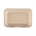 9"x6" PFAS Free Compostable Bagasse Hinged Containers, Natural
