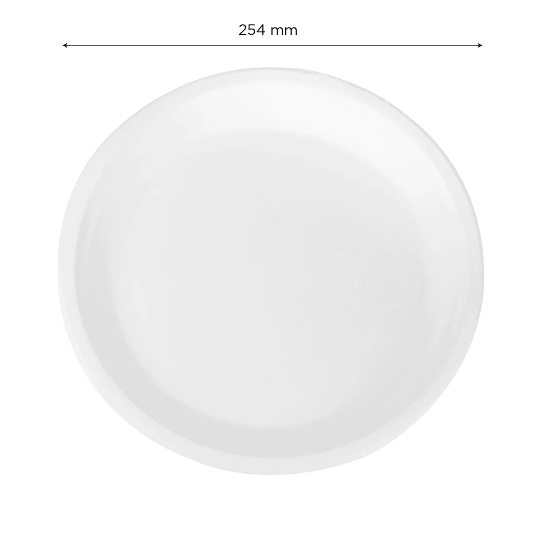 10" PFAS Free Compostable Bagasse Round Plates, White