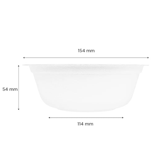 16oz PFAS Free Bagasse Rice Bowl, White