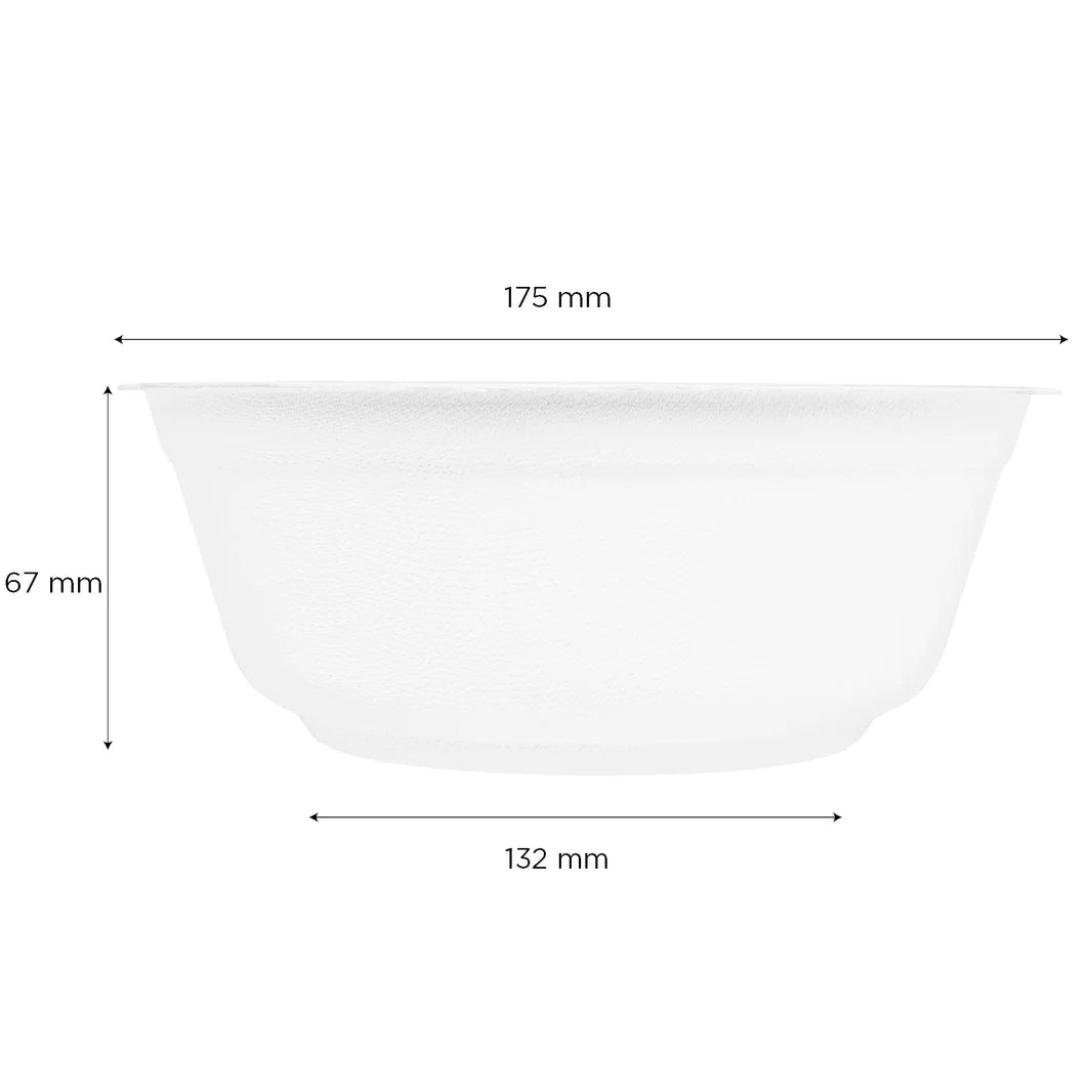 32oz PFAS Free Bagasses Rice Bowl, White