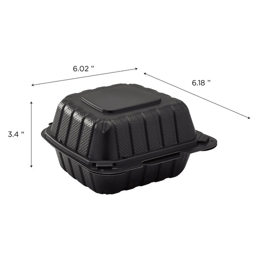 6" x 6" Mineral Filled PP Hinged Container, Black