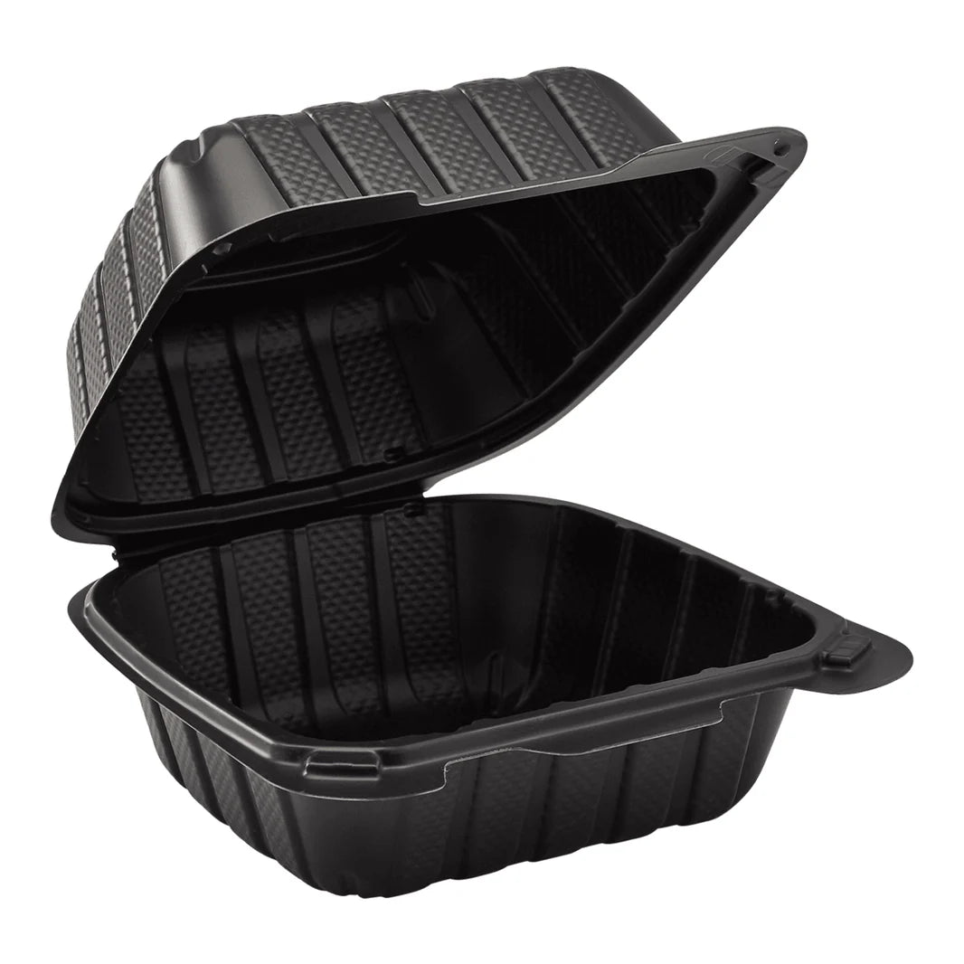 6" x 6" Mineral Filled PP Hinged Container, Black