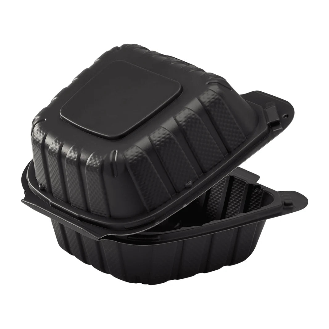 6" x 6" Mineral Filled PP Hinged Container, Black