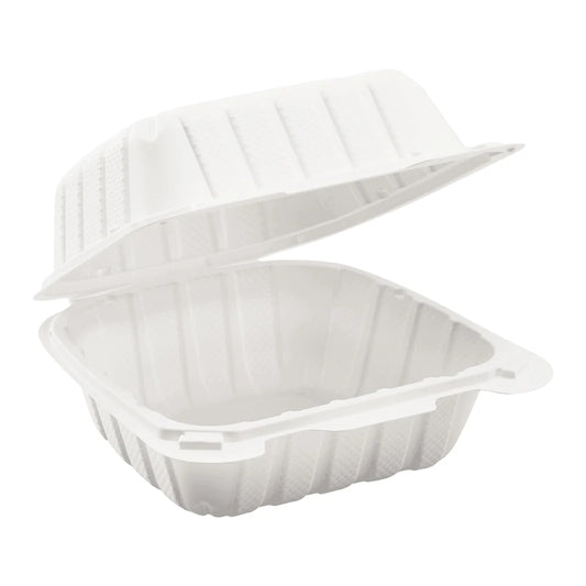 6" x 6" Mineral Filled PP Hinged Container, White