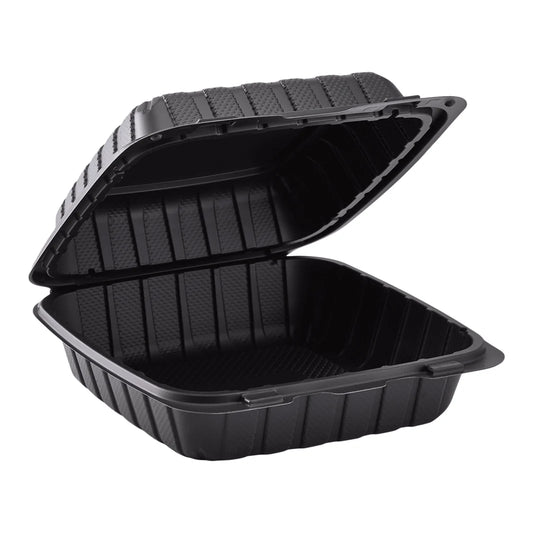 8" x 8" Mineral Filled PP Hinged Container, Black