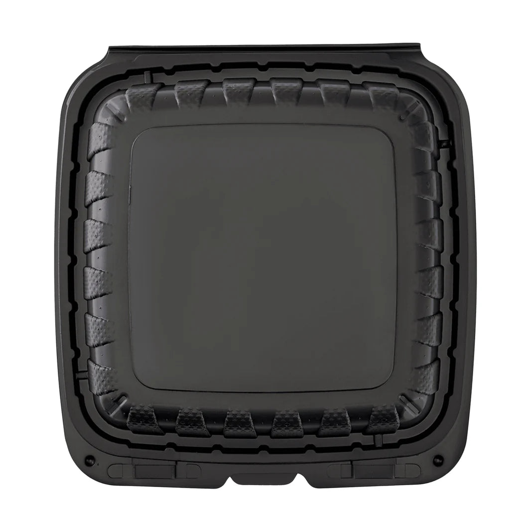 8" x 8" Mineral Filled PP Hinged Container, Black