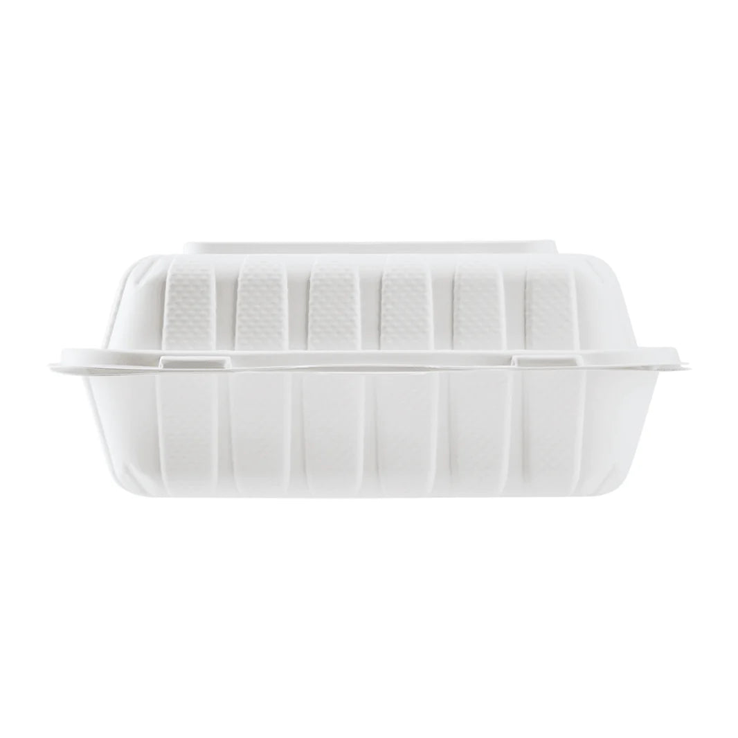 8" x 8" Mineral Filled PP Hinged Container, White