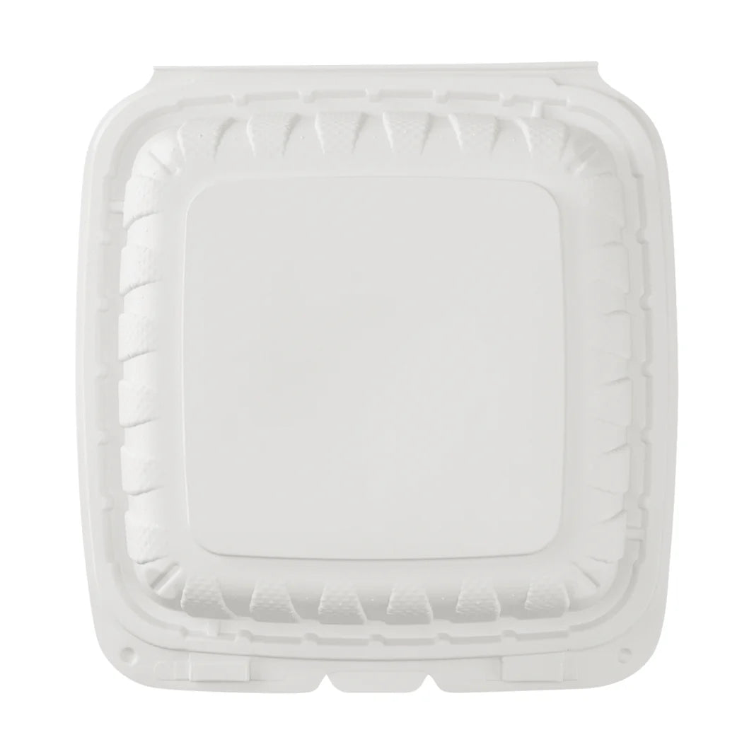 8" x 8" Mineral Filled PP Hinged Container, White