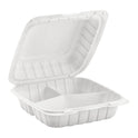 8" x 8" Mineral Filled PP Hinged Container, White, 3 compartments