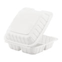 8" x 8" Mineral Filled PP Hinged Container, White, 3 compartments