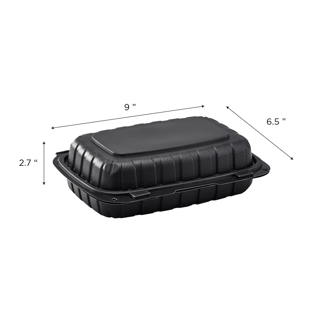 9" x 6" Mineral Filled PP Hinged Container, Black