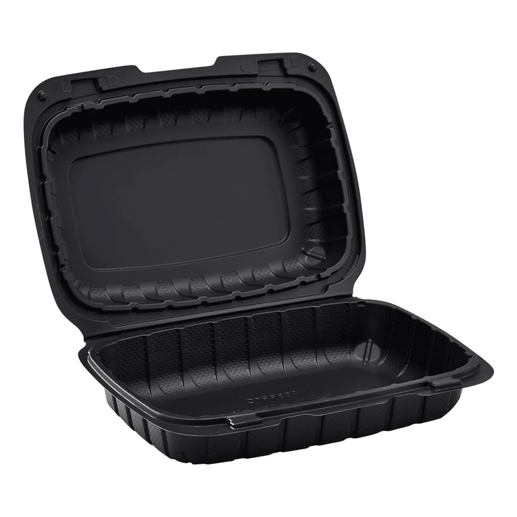 9" x 6" Mineral Filled PP Hinged Container, Black