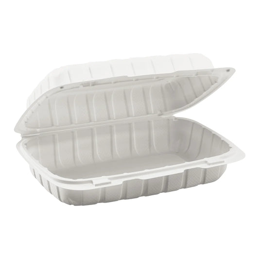 9" x 6" Mineral Filled PP Hinged Container, White