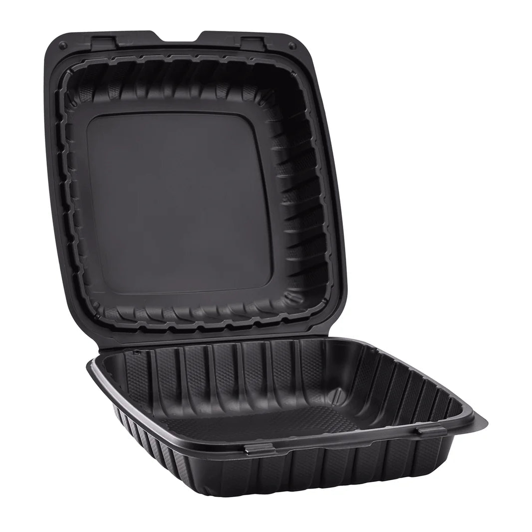 9" x 9" Mineral Filled PP Hinged Container, Black