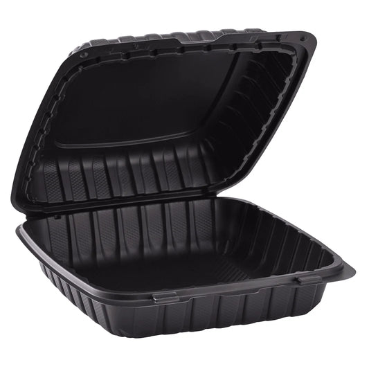 9" x 9" Mineral Filled PP Hinged Container, Black